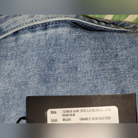 PAIGE STELLA Jeans Straight Crop High Rise Frayed Hem in Gnarly Destructed Sz 34 - Picture 9 of 13